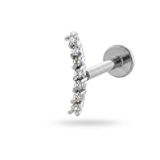 Barretta con sette zirconi in Acciaio Chirurgico 316L - Piercing per lobo, helix, forward helix, conch, flat, tragus