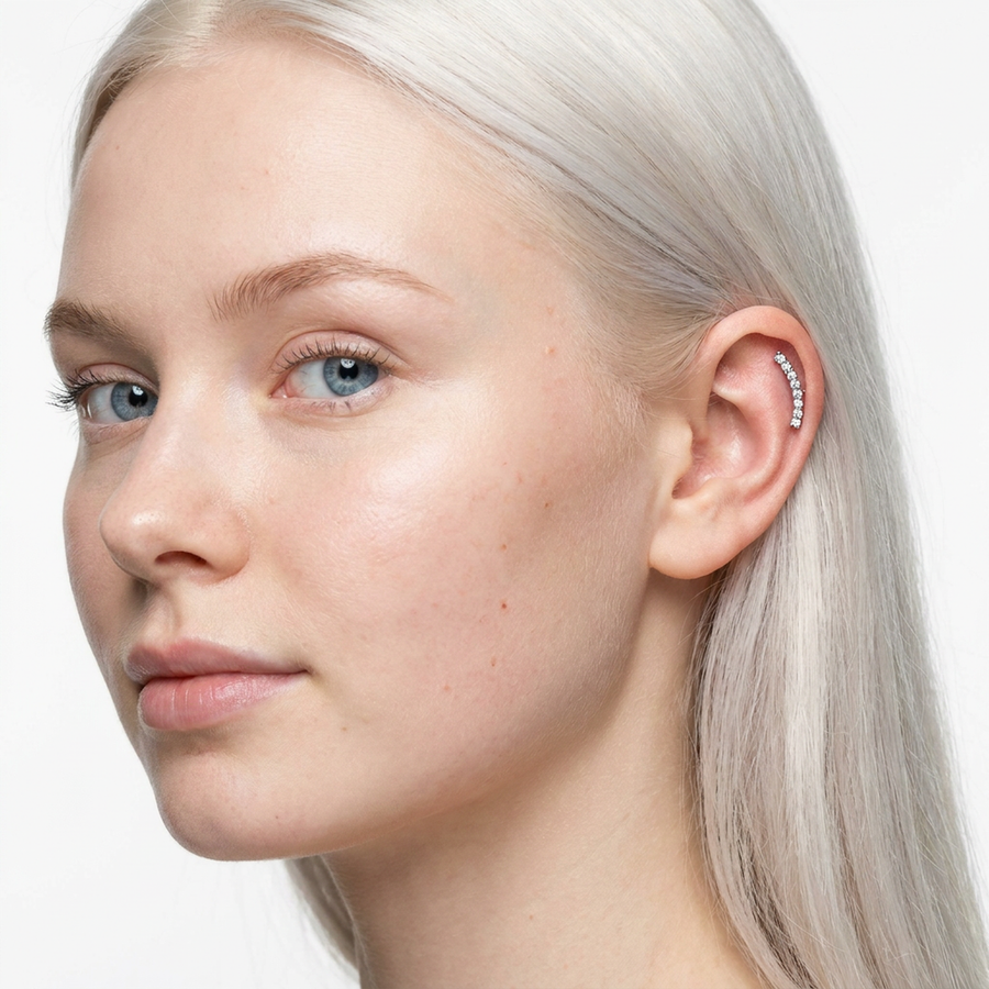 Barretta con sette zirconi in Acciaio Chirurgico 316L - Piercing per orecchio