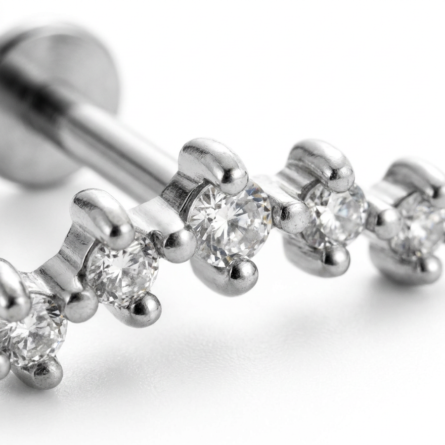 Barretta con cinque zirconi in Acciaio Chirurgico 316L - Piercing per orecchio