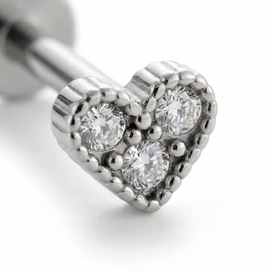 Barretta con cuore in Acciaio Chirurgico 316L - Piercing per orecchio