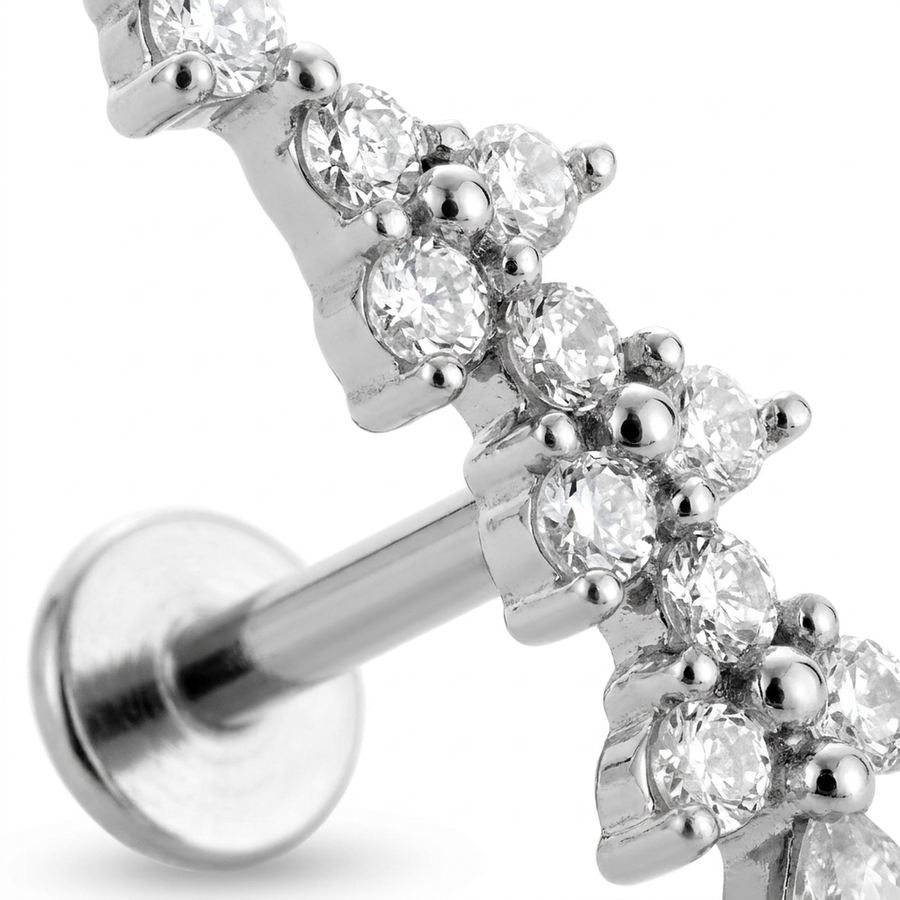 Barretta con zirconi in Acciaio Chirurgico 316L - Piercing per orecchio