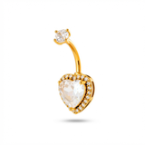 Piercing con cuore e zirconi in Acciaio Chirurgico 316L - Piercing per ombelico