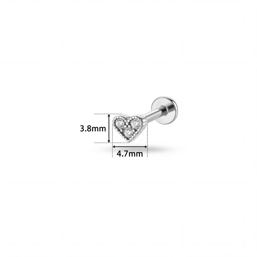 Barretta con cuore in Acciaio Chirurgico 316L - Piercing per orecchio