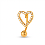 Piercing con cuore e zirconi in Acciaio Chirurgico 316L - Piercing per ombelico
