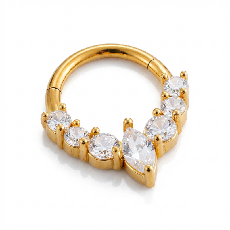 Cerchietto con zirconi in Acciaio Chirurgico 316L - Piercing per orecchio / naso