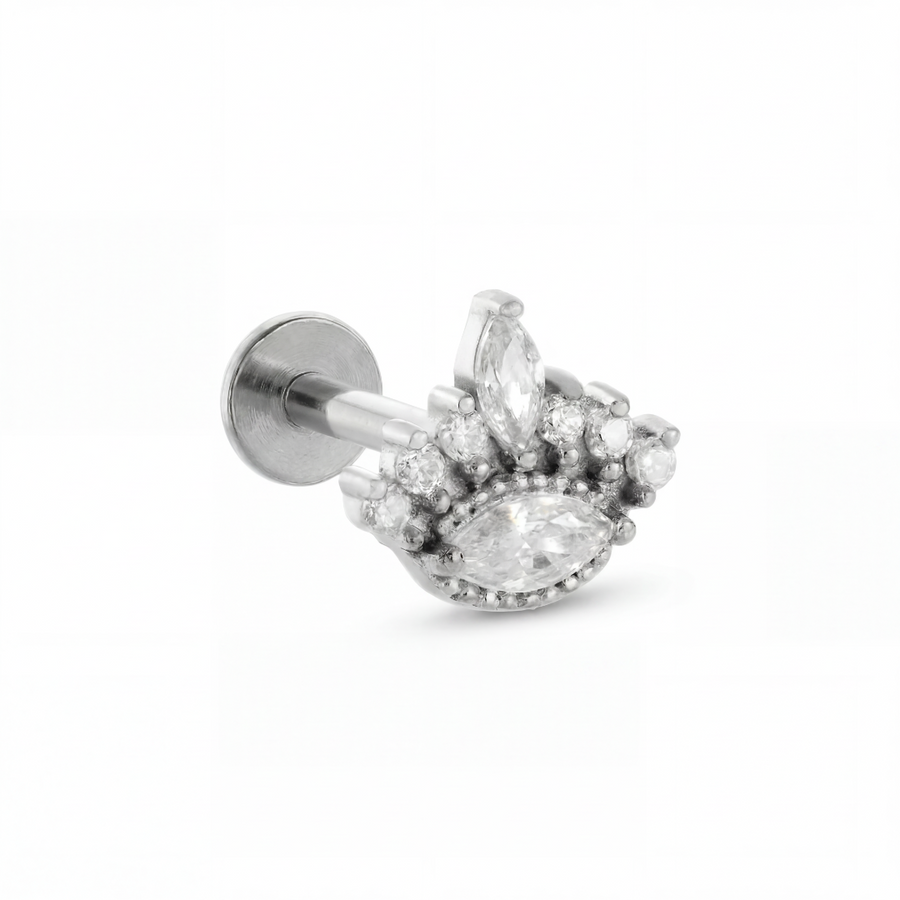 Barretta con zirconi in Acciaio Chirurgico 316L- Piercing per lobo, helix, forward helix, conch, flat, tragus