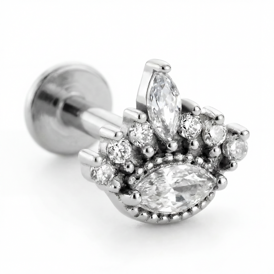 Barretta con zirconi in Acciaio Chirurgico 316L- Piercing per lobo, helix, forward helix, conch, flat, tragus