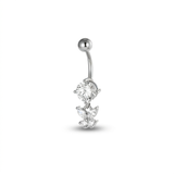 Piercing con zircone e farfalla pendente in Acciaio Chirurgico 316L - Piercing per ombelico