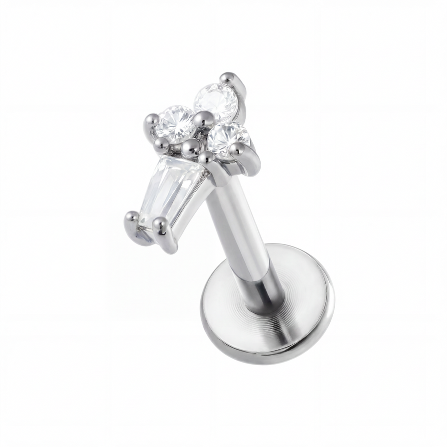Barretta con zirconi in Acciaio Chirurgico 316L - Piercing per orecchio