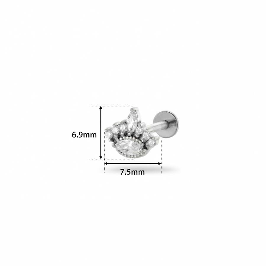Barretta con zirconi in Acciaio Chirurgico 316L- Piercing per lobo, helix, forward helix, conch, flat, tragus