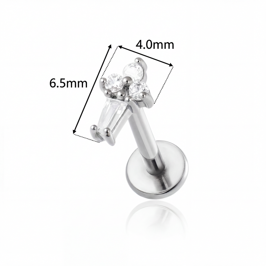 Barretta con zirconi in Acciaio Chirurgico 316L - Piercing per orecchio