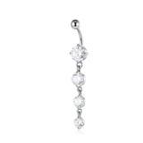 Piercing con quattro zirconi pendenti in Acciaio Chirurgico 316L- Piercing per ombelico