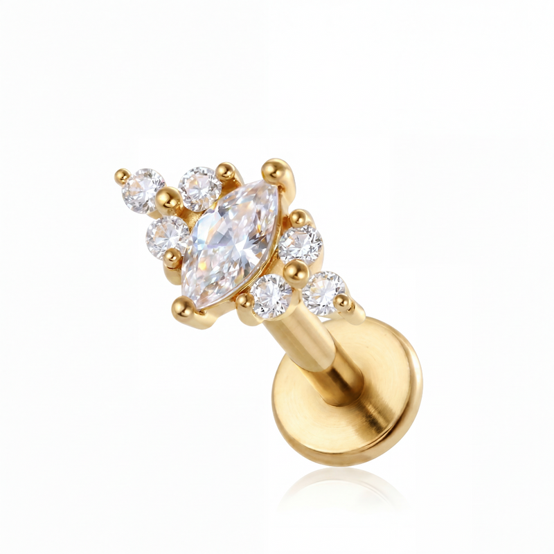 Barretta con zirconi in Acciaio Chirurgico 316L - Piercing per orecchio