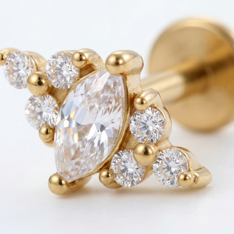 Barretta con zirconi in Acciaio Chirurgico 316L - Piercing per orecchio