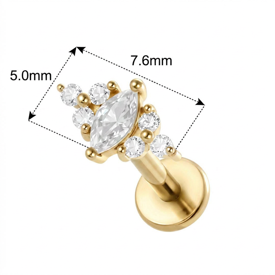 Barretta con zirconi in Acciaio Chirurgico 316L - Piercing per orecchio