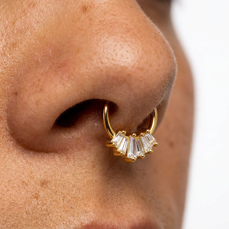 Cerchietto con zirconi in Acciaio Chirurgico 316L - Piercing per orecchio / naso