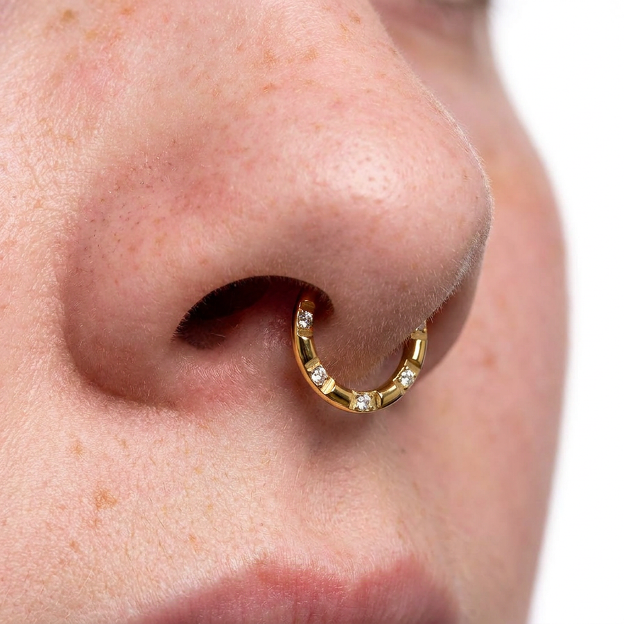 Cerchietto con zirconi in Acciaio Chirurgico 316L - Piercing per orecchio / naso