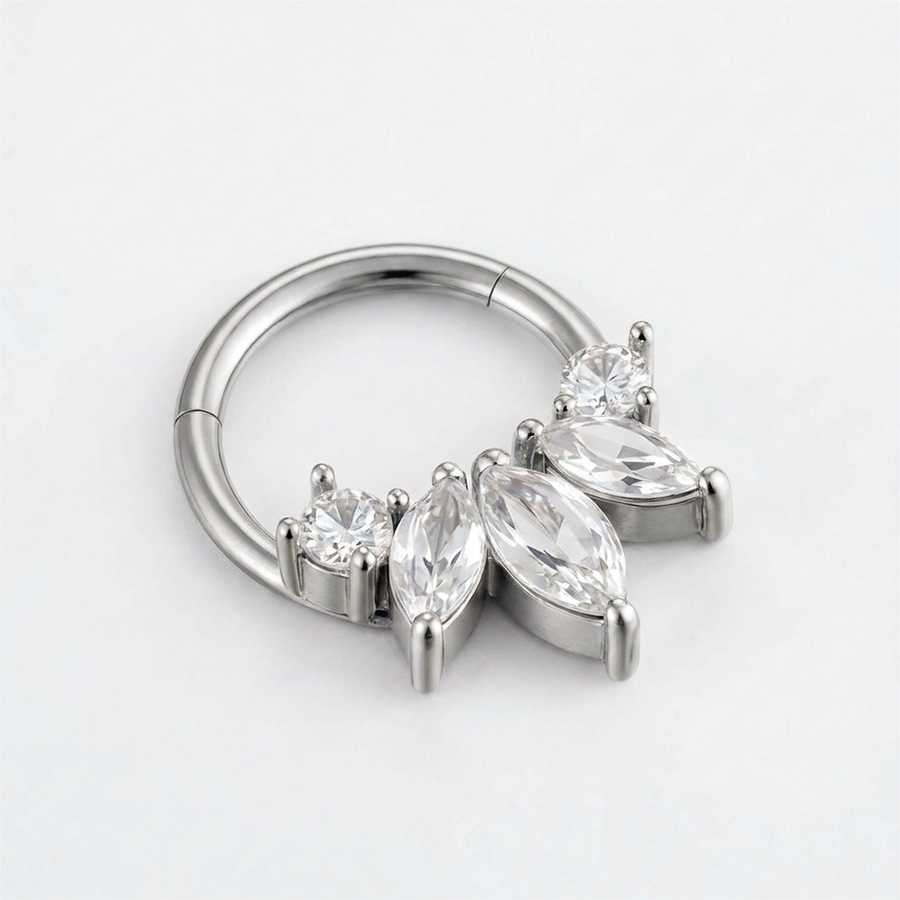 Cerchietto con cinque zirconi in Acciaio Chirurgico 316L - Piercing per orecchio / naso