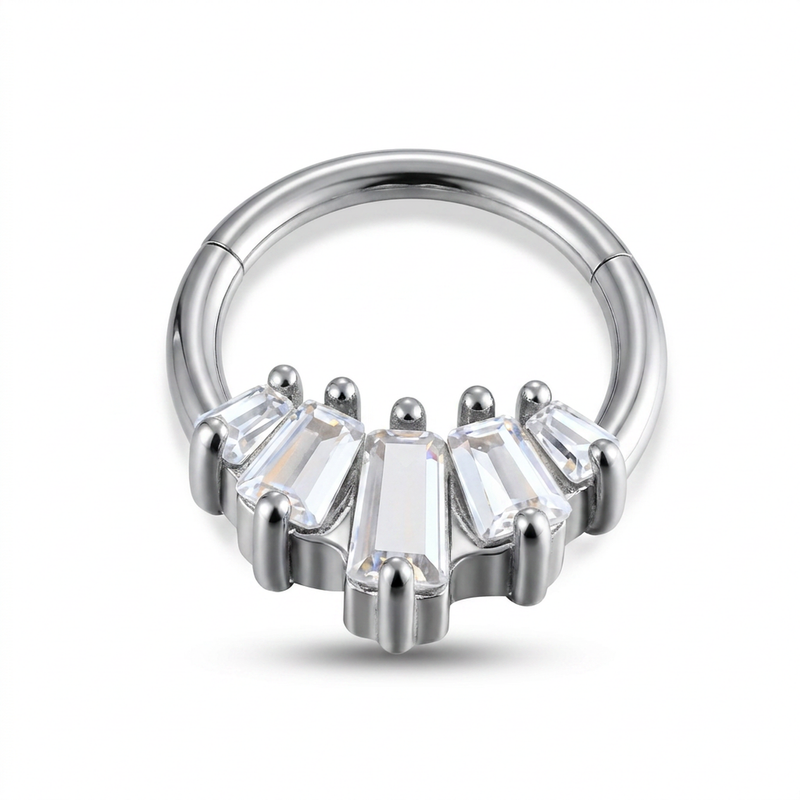 Cerchietto con zirconi in Acciaio Chirurgico 316L - Piercing per orecchio / naso