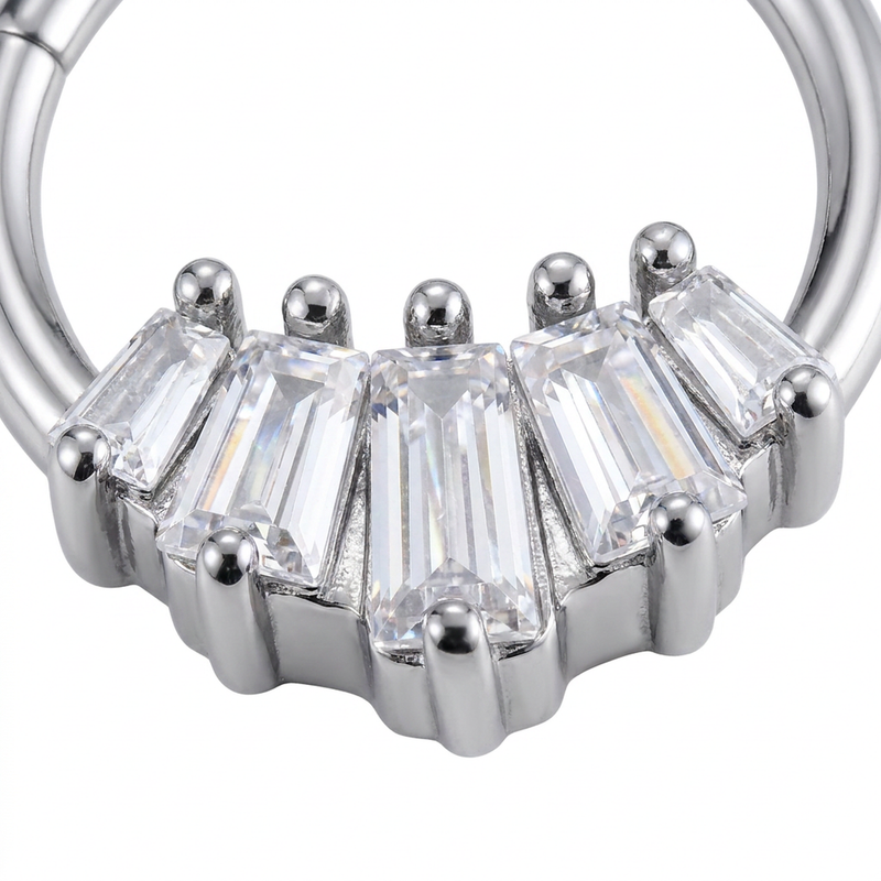 Cerchietto con zirconi in Acciaio Chirurgico 316L - Piercing per orecchio / naso