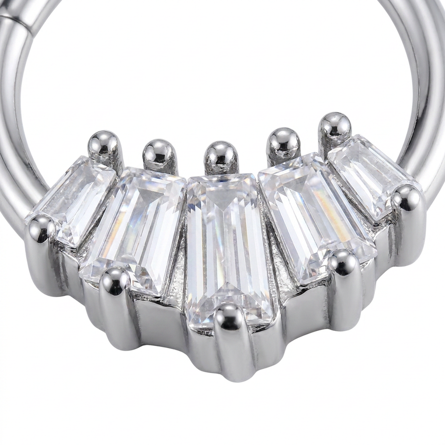 Cerchietto con zirconi in Acciaio Chirurgico 316L - Piercing per orecchio / naso