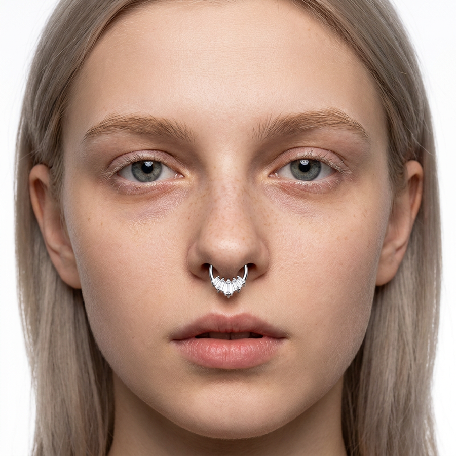 Cerchietto con zirconi in Acciaio Chirurgico 316L - Piercing per orecchio / naso