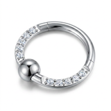 Cerchietto con zirconi e pallina in Acciaio Chirurgico 316L - Piercing per orecchio/ naso