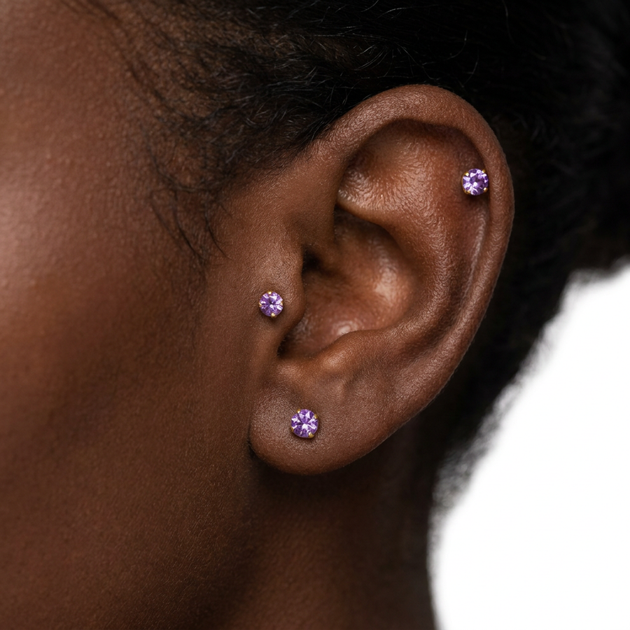 Piercing con zirconi in Titanio F136 - Piercing per Lobo, helix, forward helix, conch, flat, tragus, labret, minimal, labret, medusa, monroe