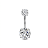 Piercing con zirconi in Titanio F136- Piercing per obelico