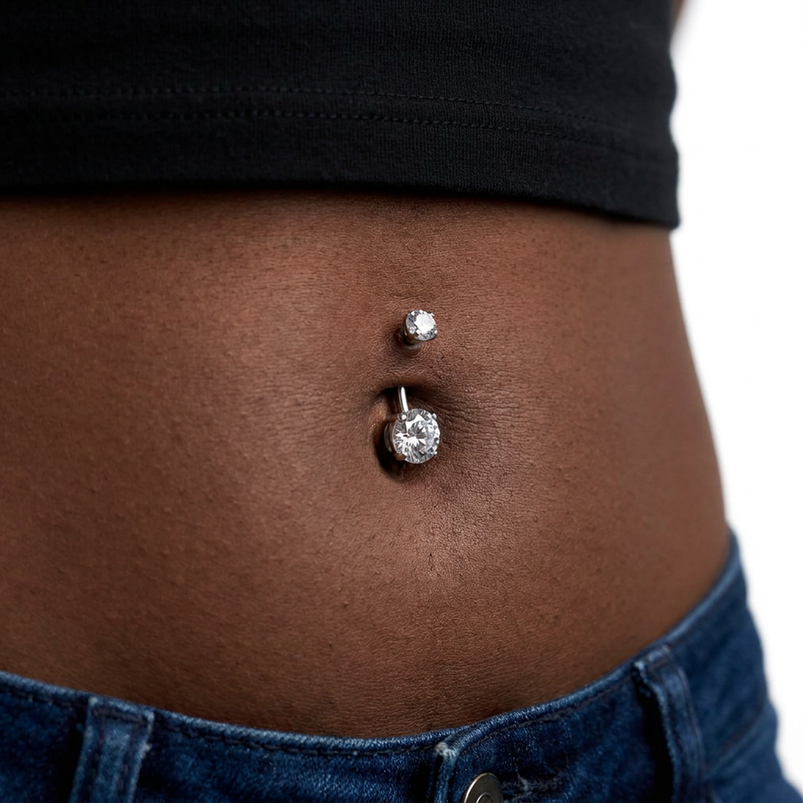 Piercing con zirconi in Titanio F136 - Piercing per ombelico