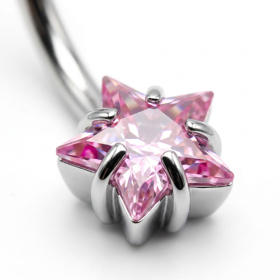 Piercing con zircone a stella in Titanio G23 - Piercing per ombelico
