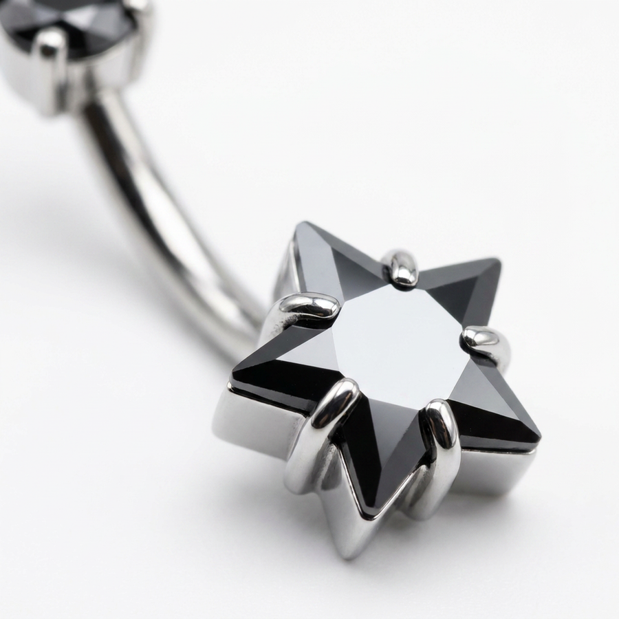 Piercing con zircone a stella in Titanio G23 - Piercing per ombelico