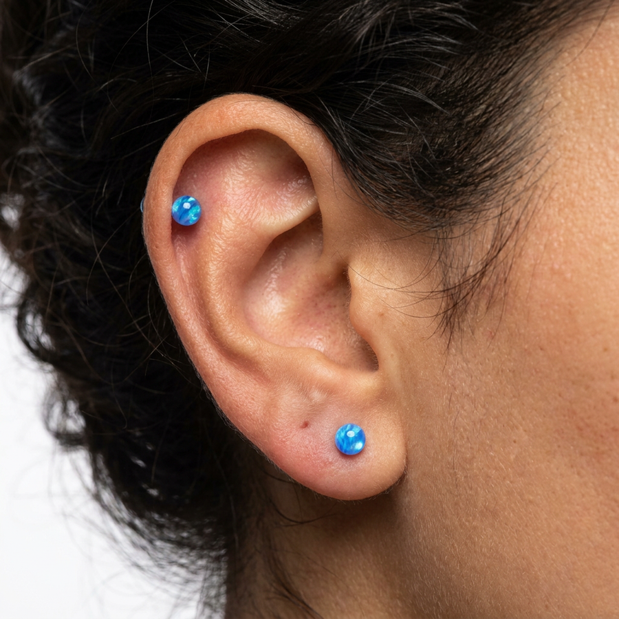 Piercing con opale in Titanio F136 - Piercing per lobo, helix, daith, septum