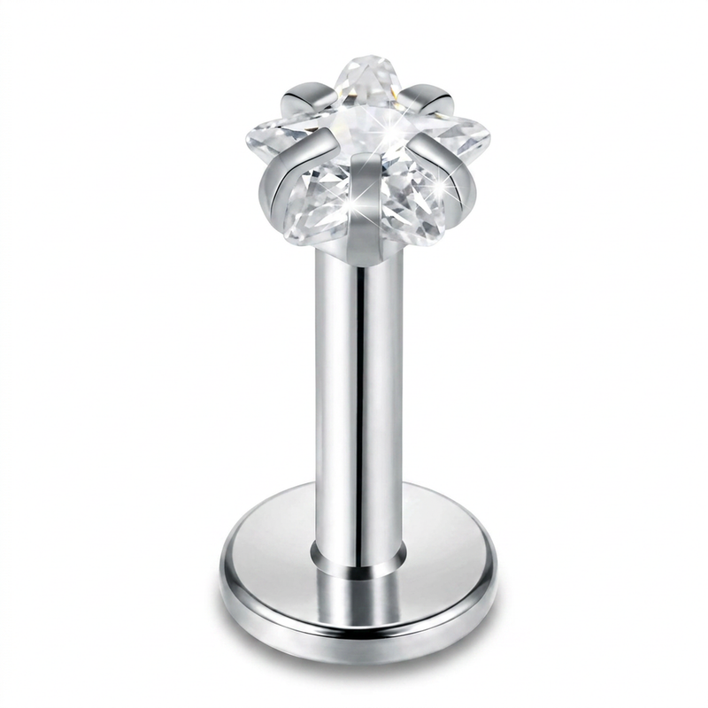 Piercing con zircone in Titanio F136 - Piercing per Lobo, helix, forward helix, conch, flat, tragus
