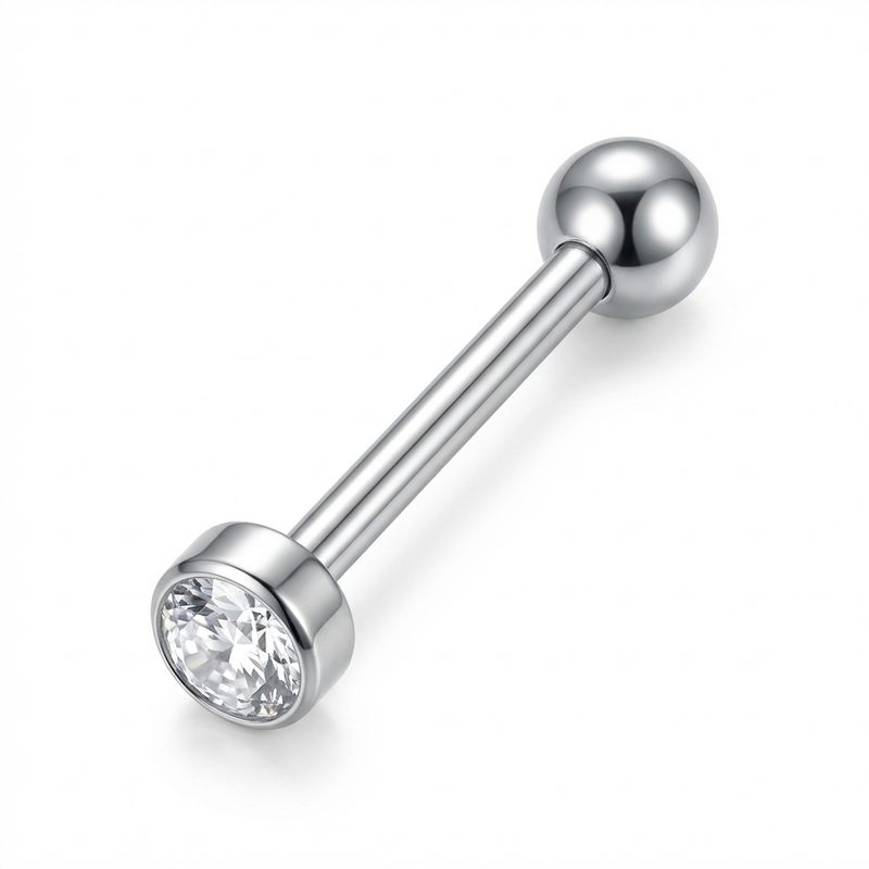 Piercing con zircone colorato in Titanio F136 - Piercing per lingua