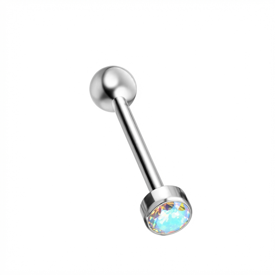 Piercing con zircone colorato in Titanio F136 - Piercing per lingua