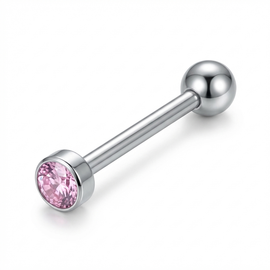 Piercing con zircone colorato in Titanio F136 - Piercing per lingua