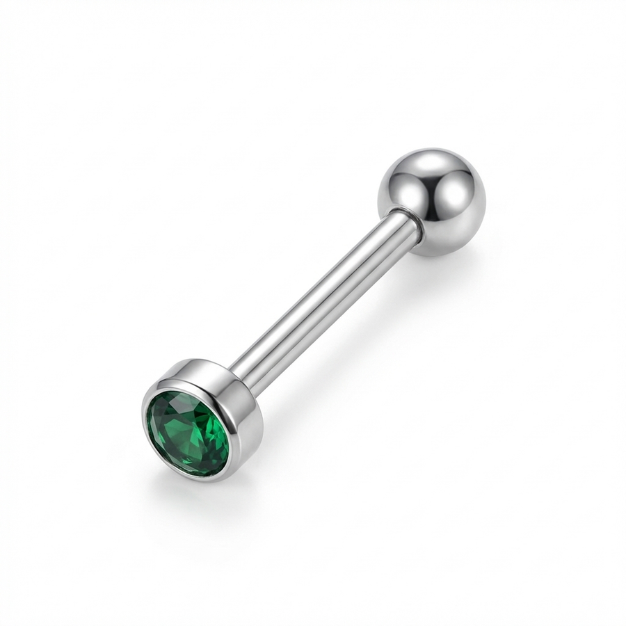 Piercing con zircone colorato in Titanio F136 - Piercing per lingua