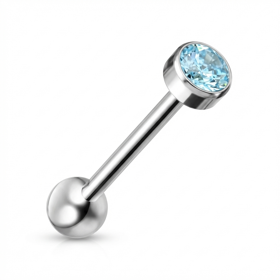 Piercing con zircone colorato in Titanio F136 - Piercing per lingua