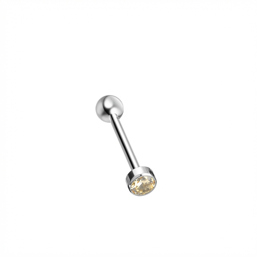 Piercing con zircone colorato in Titanio F136 - Piercing per lingua