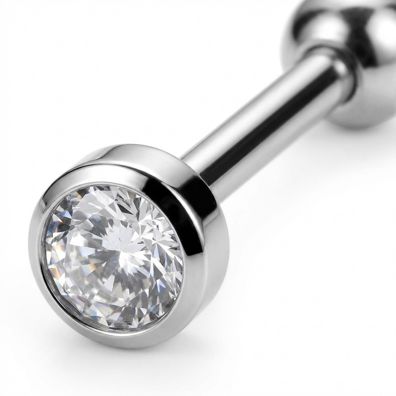 Piercing con zircone colorato in Titanio F136 - Piercing per lingua