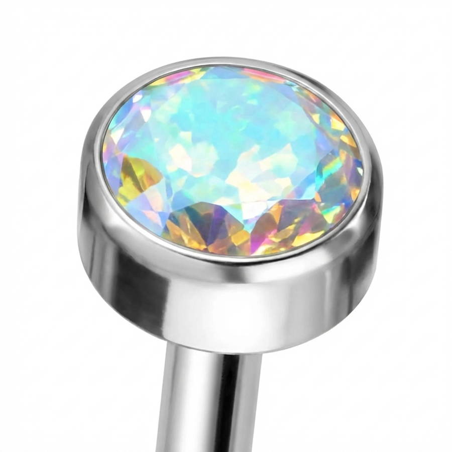 Piercing con zircone colorato in Titanio F136 - Piercing per lingua