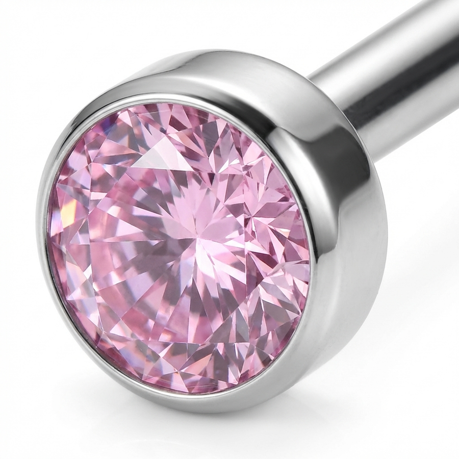 Piercing con zircone colorato in Titanio F136 - Piercing per lingua