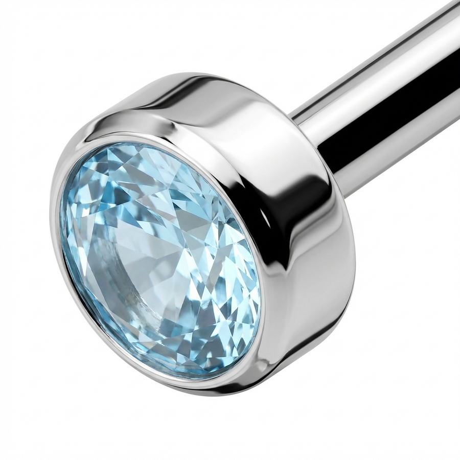 Piercing con zircone colorato in Titanio F136 - Piercing per lingua