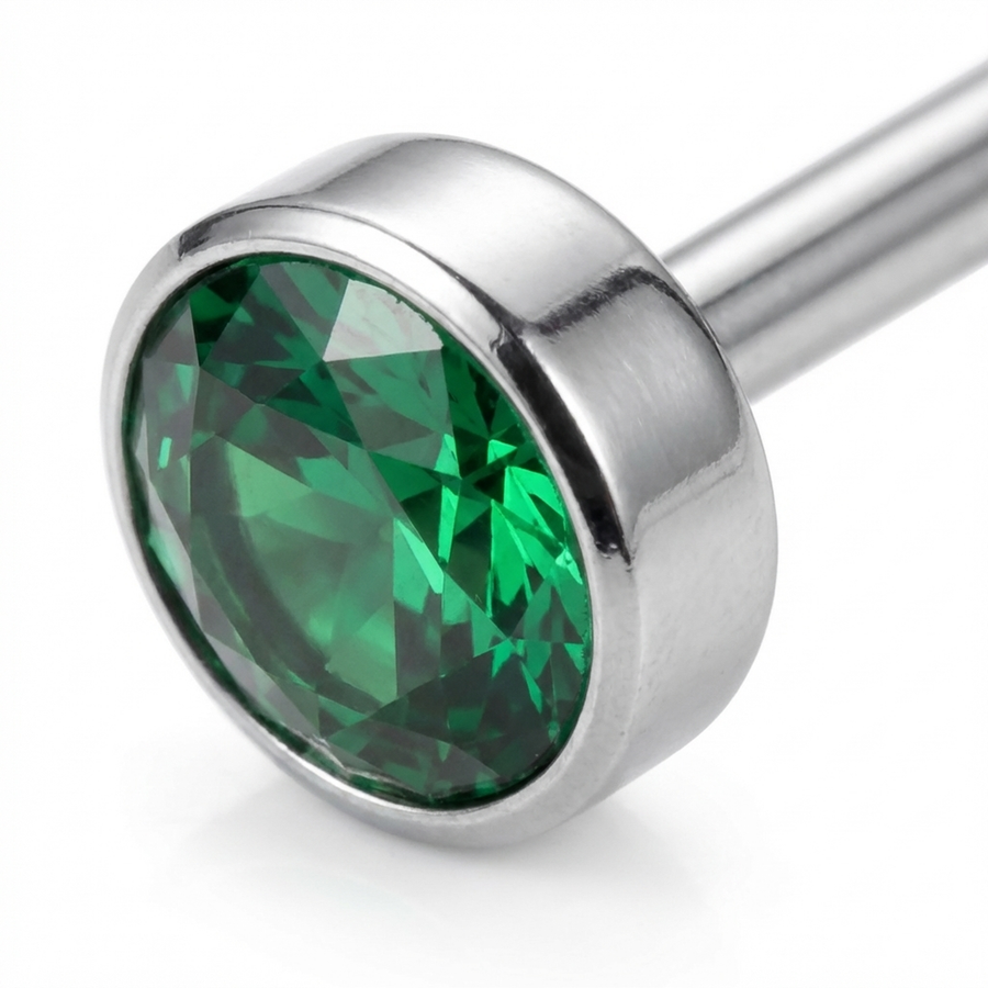 Piercing con zircone colorato in Titanio F136 - Piercing per lingua