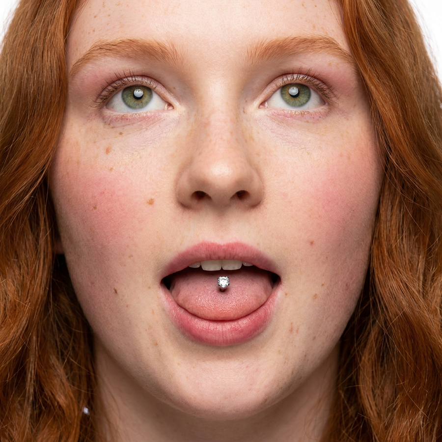 Piercing con zircone rotondo in Titanio F136 - Piercing per lingua
