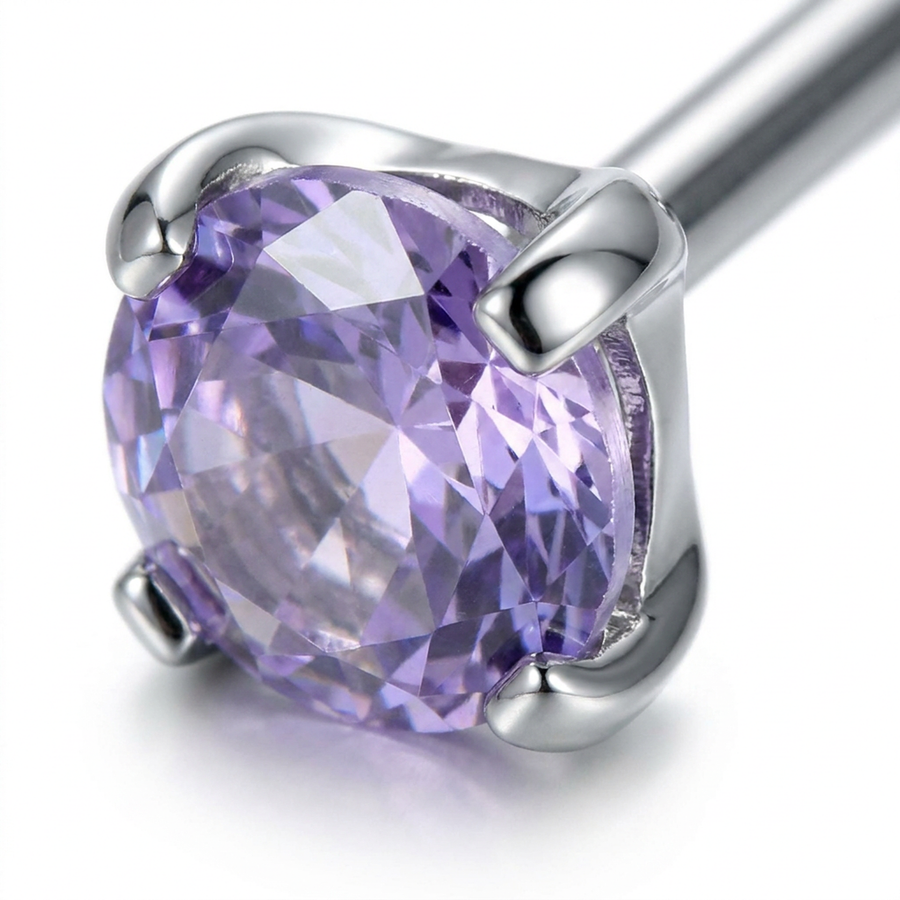 Piercing con zircone rotondo in Titanio F136 - Piercing per lingua