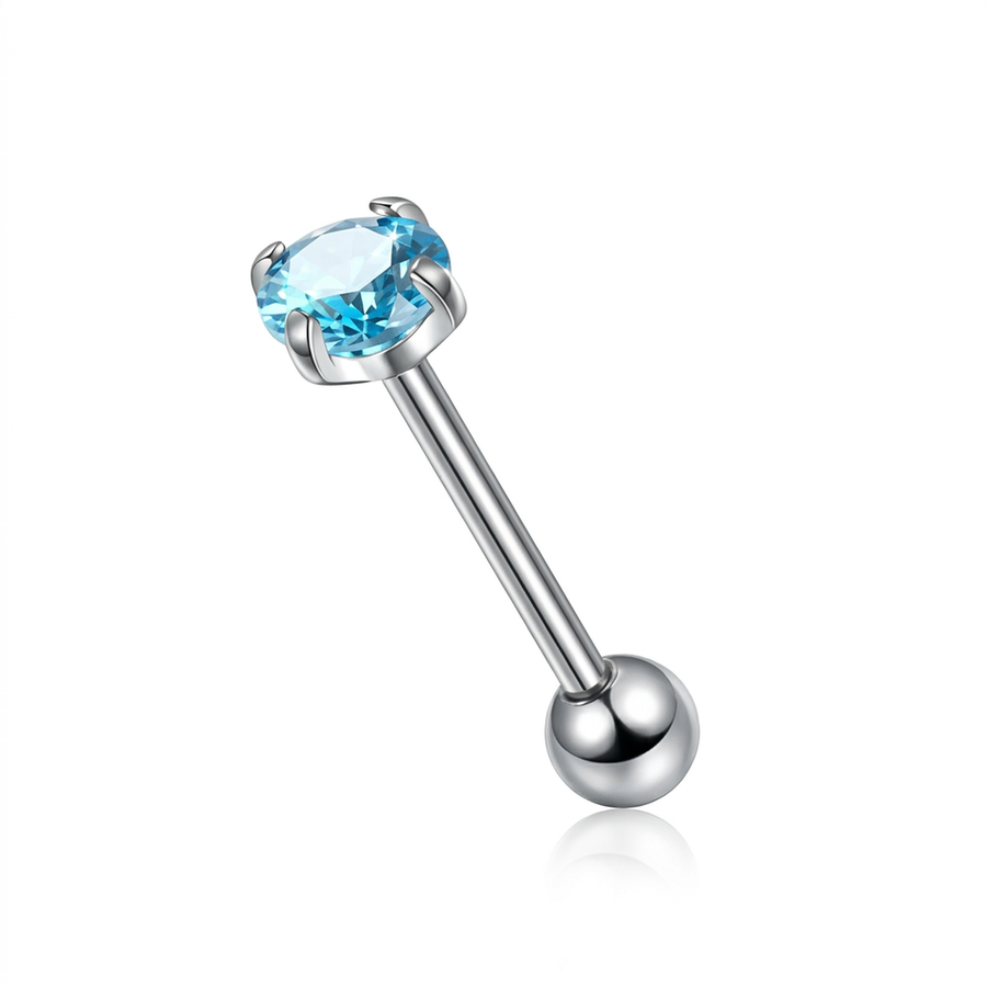 Piercing con zircone rotondo in Titanio F136 - Piercing per lingua
