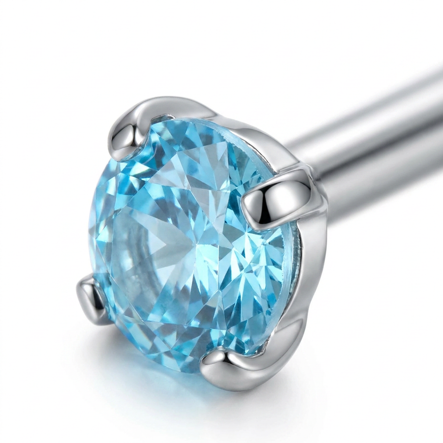 Piercing con zircone rotondo in Titanio F136 - Piercing per lingua