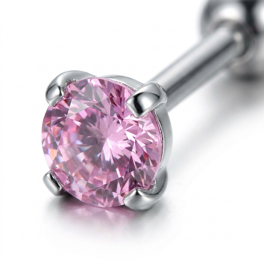Piercing con zircone rotondo in Titanio F136 - Piercing per lingua